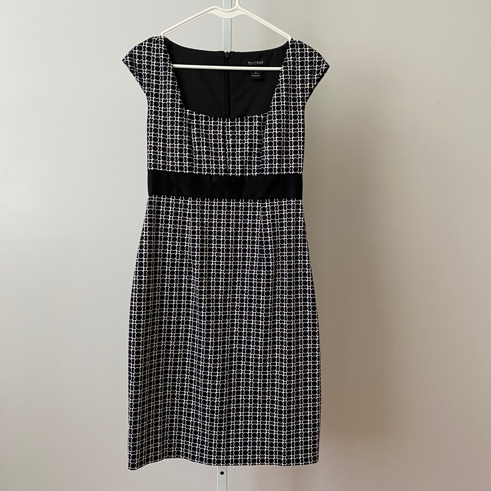Whbm 2 Mobwife Luxuryblack White Geo Sheath Dress Work Career Retro Classic